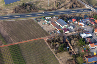 In der Nauroth industrial estate, GOWA industrial sound insulation in Ellerstadt in the state Rhineland-Palatinate, Germany from above