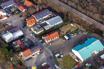 Aerial view of Industrial estate In der Nauroth, Harry Anton Sanitary and Heating Construction in Ellerstadt in the state Rhineland-Palatinate, Germany
