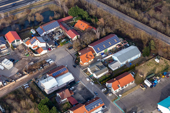 Aerial photograpy of Industrial estate In der Nauroth, Harry Anton Sanitary and Heating Construction in Ellerstadt in the state Rhineland-Palatinate, Germany