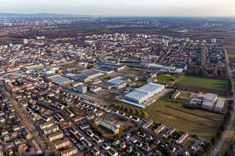 Aerial view of KSB SE & Co KGaA in Frankenthal in the state Rhineland-Palatinate, Germany