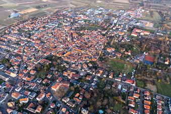 Freinsheim in the state Rhineland-Palatinate, Germany from the plane