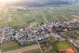 Wine village view from the east in Forst an der Weinstraße in the state Rhineland-Palatinate, Germany
