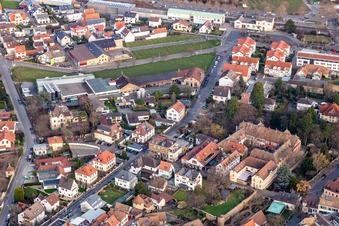 Aerial view of Castle Deidesheim in Deidesheim in the state Rhineland-Palatinate, Germany