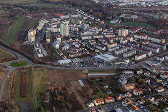 Neustadt an der Weinstraße in the state Rhineland-Palatinate, Germany from above
