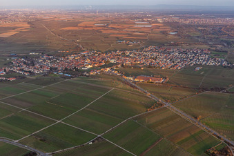 District Mußbach in Neustadt an der Weinstraße in the state Rhineland-Palatinate, Germany from the plane