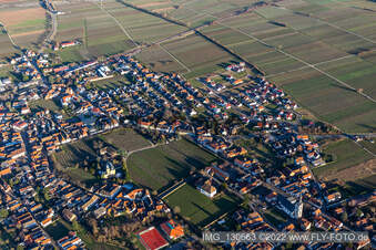 Bird's eye view of Edesheim in the state Rhineland-Palatinate, Germany