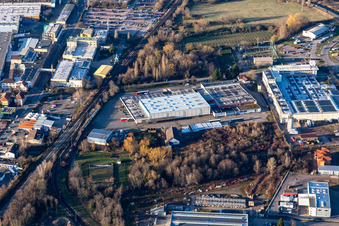 Aerial view of CONLOG GmbH & Co. KG in Edenkoben in the state Rhineland-Palatinate, Germany