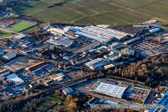 Aerial view of Tenneco Automotive Deutschland GmbH in Edenkoben in the state Rhineland-Palatinate, Germany