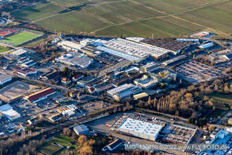 Aerial photograpy of Tenneco Automotive Deutschland GmbH in Edenkoben in the state Rhineland-Palatinate, Germany