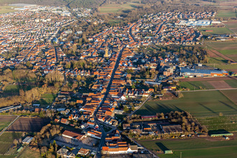 Bellheim in the state Rhineland-Palatinate, Germany viewn from the air