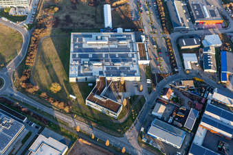 Aerial view of DBK David + Baader GmbH in Rülzheim in the state Rhineland-Palatinate, Germany