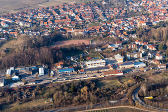 District Godramstein in Landau in der Pfalz in the state Rhineland-Palatinate, Germany seen from above