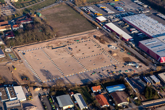 Construction site for the new Hornbach logistics center Essingen in the district Dreihof in Essingen in the state Rhineland-Palatinate, Germany