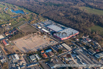 Aerial view of Construction site for the new Hornbach logistics center Essingen in the district Dreihof in Essingen in the state Rhineland-Palatinate, Germany