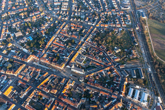 Market Square and Church of St. Mary in Philippsburg in the state Baden-Wuerttemberg, Germany