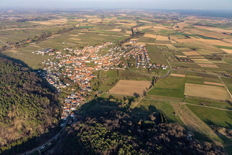 Oberotterbach in the state Rhineland-Palatinate, Germany seen from above