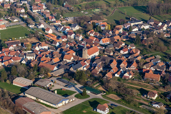 Riedseltz in the state Bas-Rhin, France seen from above