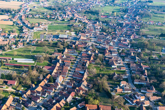 Aerial view of Seebach in the state Bas-Rhin, France