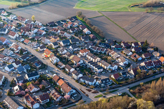 Oblique view of Trifelsstr in Hagenbach in the state Rhineland-Palatinate, Germany