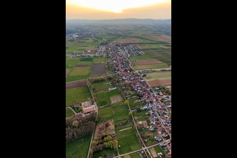 Village view from the west in Freckenfeld in the state Rhineland-Palatinate, Germany
