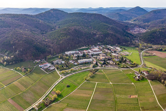 Pfalzklinik Landeck in Klingenmünster in the state Rhineland-Palatinate, Germany seen from above