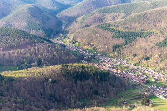 Oblique view of Eußerthal in the state Rhineland-Palatinate, Germany