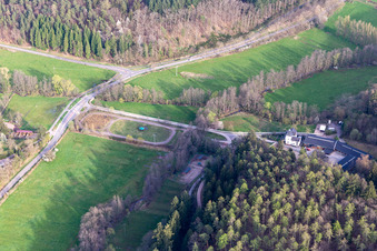 Aerial view of Waldeck Estate in Eußerthal in the state Rhineland-Palatinate, Germany
