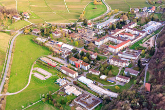 Aerial view of Pfalzklinik Landeck from the northwest in Klingenmünster in the state Rhineland-Palatinate, Germany