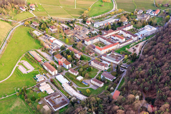 Aerial photograpy of Pfalzklinik Landeck from the northwest in Klingenmünster in the state Rhineland-Palatinate, Germany