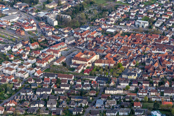 Aerial photograpy of Lock in Bad Bergzabern in the state Rhineland-Palatinate, Germany