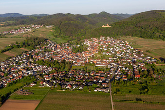 Aerial photograpy of View of the town from the east in Klingenmünster in the state Rhineland-Palatinate, Germany
