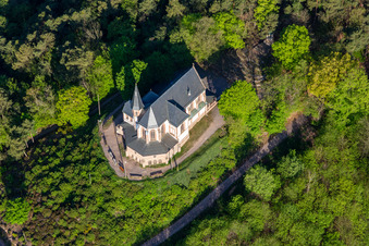 St. Anne's Chapel in Burrweiler in the state Rhineland-Palatinate, Germany out of the air