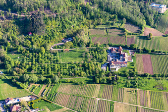 Aerial view of Wellness Hotel Alte Rebschule and Gasthaus Sesel in Rhodt unter Rietburg in the state Rhineland-Palatinate, Germany