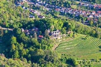 Aerial photograpy of Kropsburg Castle in the district SaintMartin in Sankt Martin in the state Rhineland-Palatinate, Germany