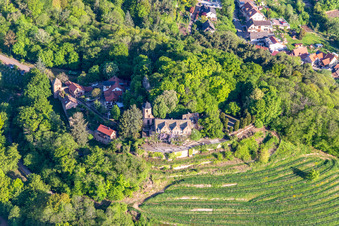 Oblique view of Kropsburg Castle in the district SaintMartin in Sankt Martin in the state Rhineland-Palatinate, Germany