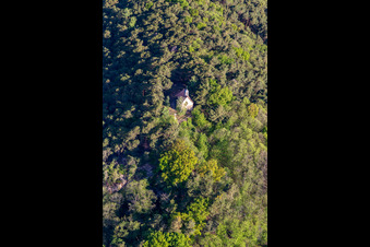 Oblique view of Wetterkreuzberg Chapel in Maikammer in the state Rhineland-Palatinate, Germany