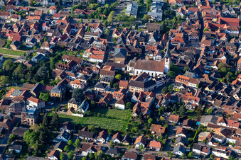 Drone recording of Maikammer in the state Rhineland-Palatinate, Germany