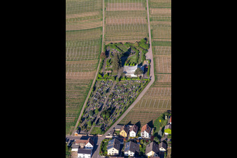 Aerial view of Cemetery in Edesheim in the state Rhineland-Palatinate, Germany