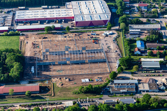 Construction site of the Hornbach logistics center Essingen in the district Dreihof in Essingen in the state Rhineland-Palatinate, Germany