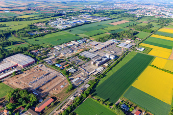 Aerial photograpy of Construction site of the Hornbach logistics center Essingen in the district Dreihof in Essingen in the state Rhineland-Palatinate, Germany