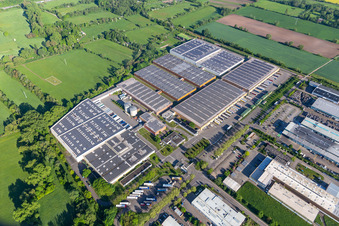 Aerial view of Landau East Industrial Estate Michelin Tire Factory. Landau in Landau in der Pfalz in the state Rhineland-Palatinate, Germany