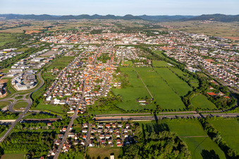 District Queichheim in Landau in der Pfalz in the state Rhineland-Palatinate, Germany seen from above