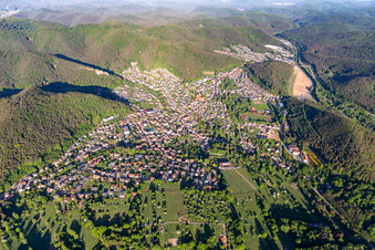 Aerial view of Hauenstein in the state Rhineland-Palatinate, Germany