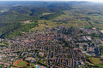 Oblique view of City view from the south in Bad Bergzabern in the state Rhineland-Palatinate, Germany