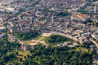 Aerial view of Castle Garden in the district Innenstadt-West in Karlsruhe in the state Baden-Wuerttemberg, Germany