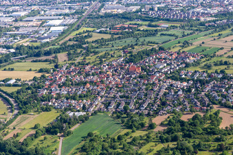View of the town from the south in the district Ettlingenweier in Ettlingen in the state Baden-Wuerttemberg, Germany