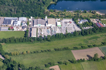 Aerial view of Mall GmbH, Exklusiv Systeme OHG Ettlingen, KLINGELNBERG GmbH in Bruchhausen in the district Bruchhausen in Ettlingen in the state Baden-Wuerttemberg, Germany