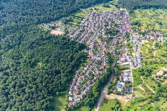 Aerial view of District Waldprechtsweier in Malsch in the state Baden-Wuerttemberg, Germany
