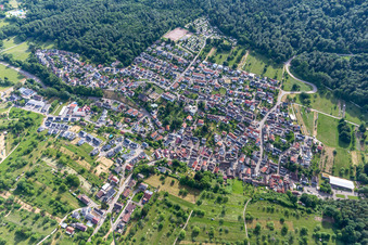 Oblique view of District Waldprechtsweier in Malsch in the state Baden-Wuerttemberg, Germany