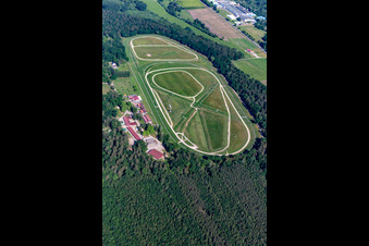 Aerial photograpy of Hippodrome de la hardt Soc Races De Wissembourg in the district Altenstadt in Wissembourg in the state Bas-Rhin, France